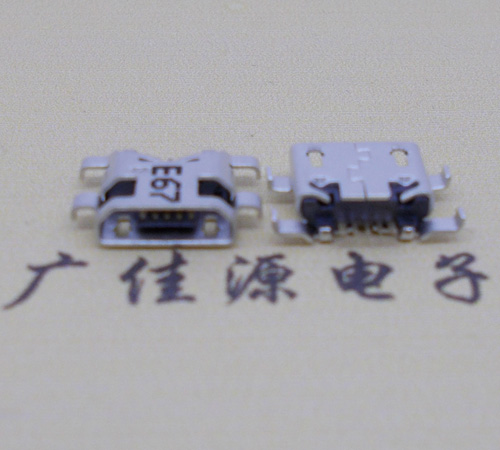 吉利Micro usb 反向沉板1.2mm接口四脚插直边无导位