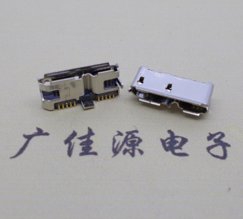 吉利 双接口micro usb3.0母座有卷边10pin三个固定脚插板